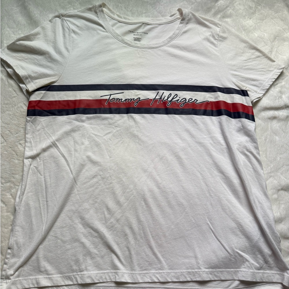 Tommy Hilfiger White and Red Womens Shirt